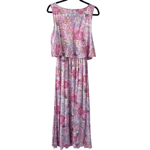 Marissa Olivia Floral Maxi Dress Sleeveless Tiered Bodice Multicolor Size M - Picture 3 of 7